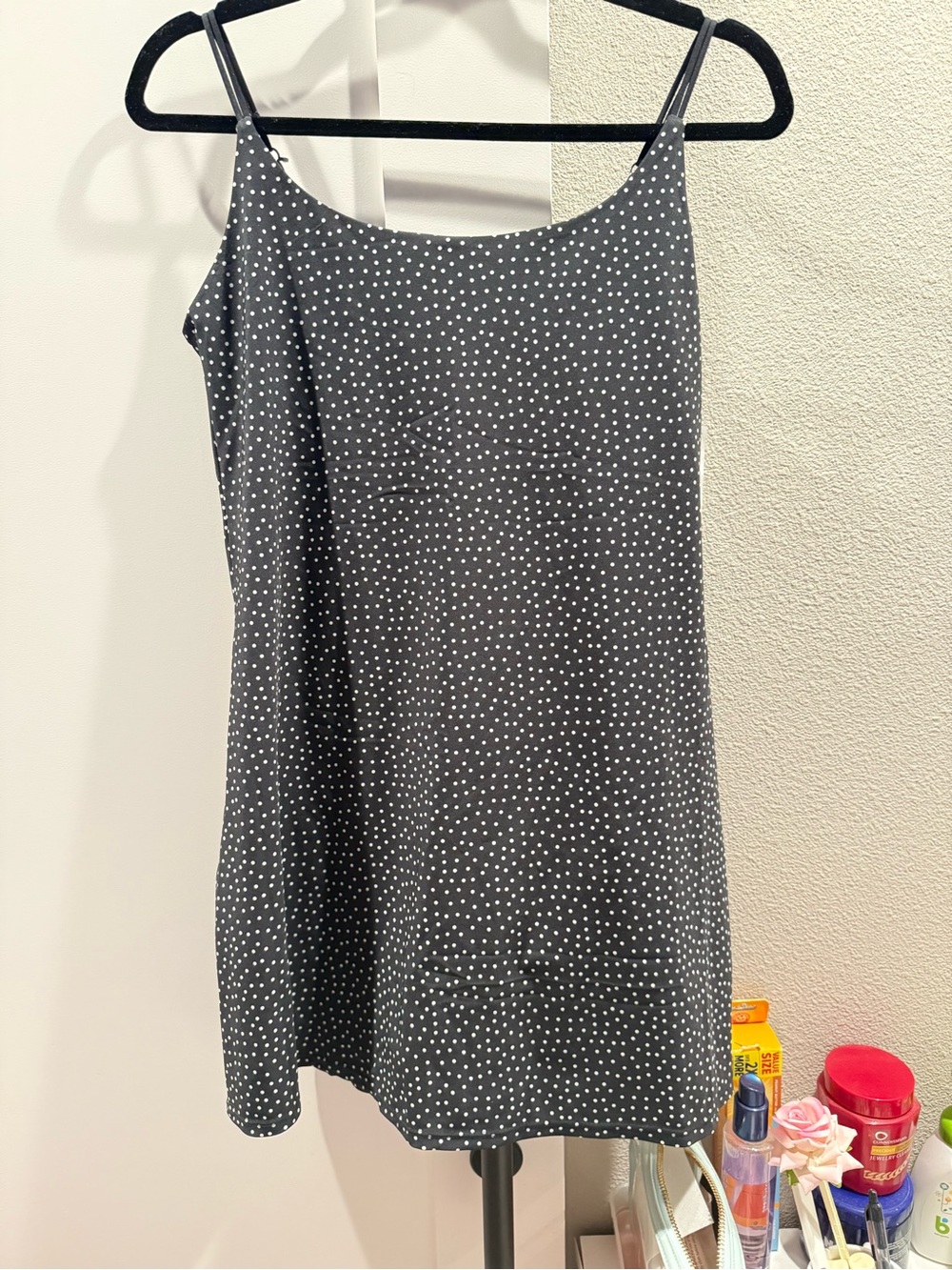 Abercrombie & Fitch Gray Polka Dot Spaghetti Strap Cami